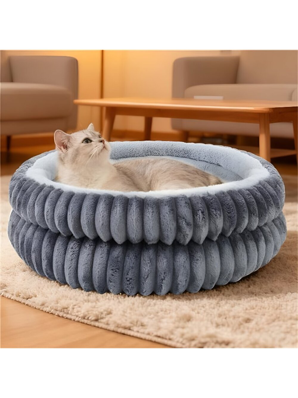 Cat Beds for Indoor Cats,Washable Round Donut Dog Bed,Fluffy Puppy Dogs Beds